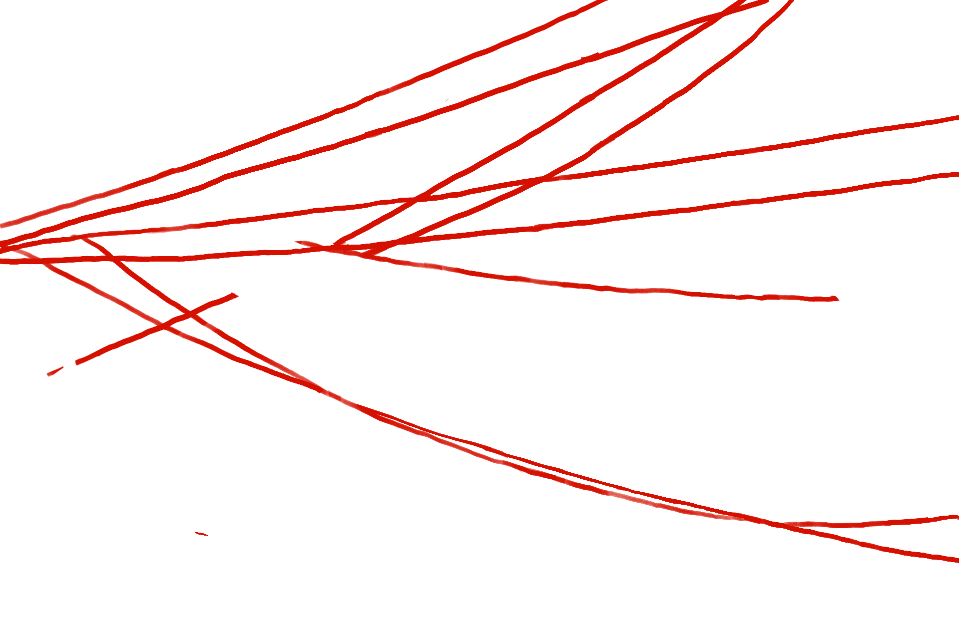 An interactive image element has a slider below that allows a user to change the transparency of an image layered atop a photo. The photo below shows the archways and windows of an old building: The Central Telegraph Office. A banana plant grows right in front of the building, and a palm leaf is visible from the side. The windows are partially open, partially broken or have been taken out. The image atop is a drawing of all the internet cables that span across the ruins of the building. They have been traced with a red pen.